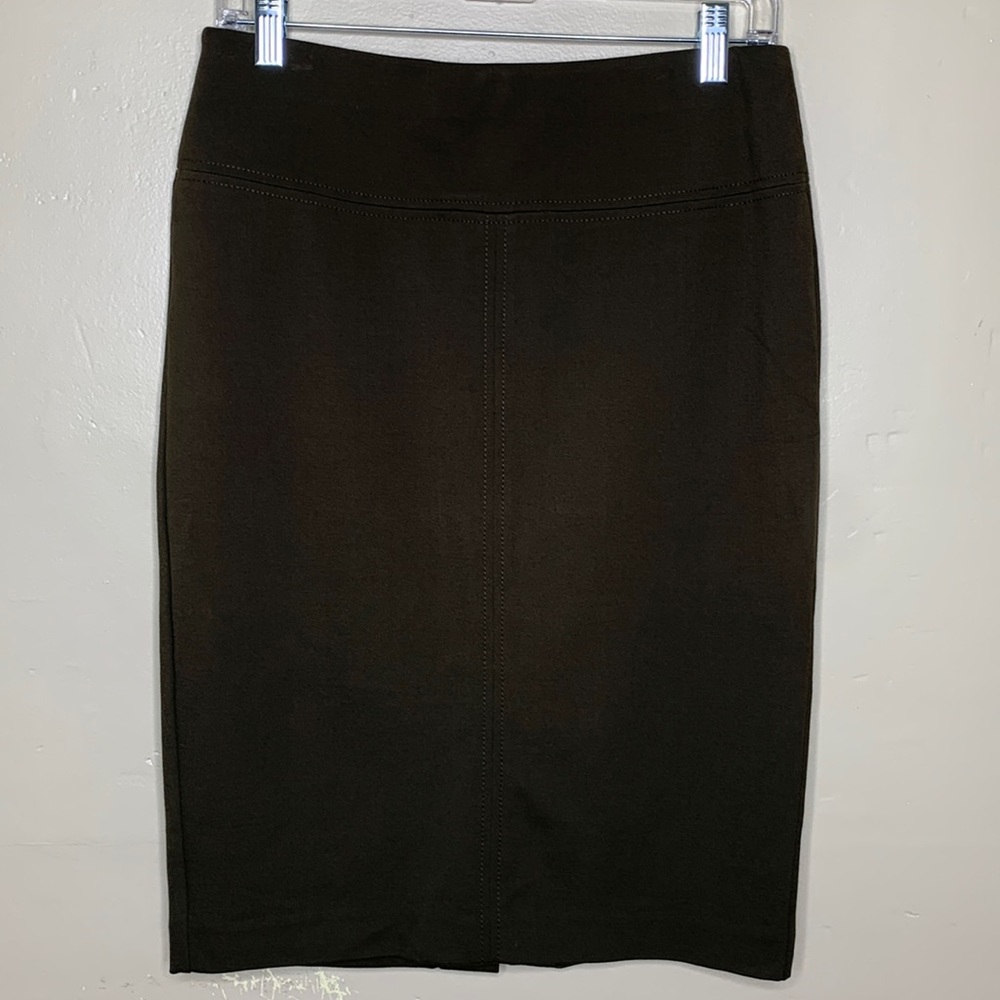 ANN TAYLOR Pencil Skirt Green Stretchy Ponte Knit Professional Career 6